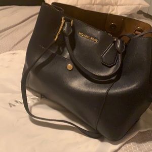 Navy blue tote with tan interior Michael Kors